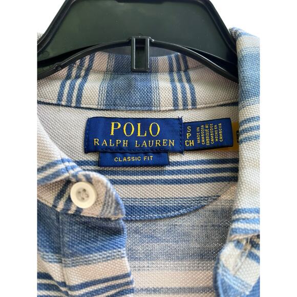Polo Ralph Lauren Classic Fit Striped Mesh Polo Shirt, Men S, Blue Patina Stripe - Picture 5 of 10